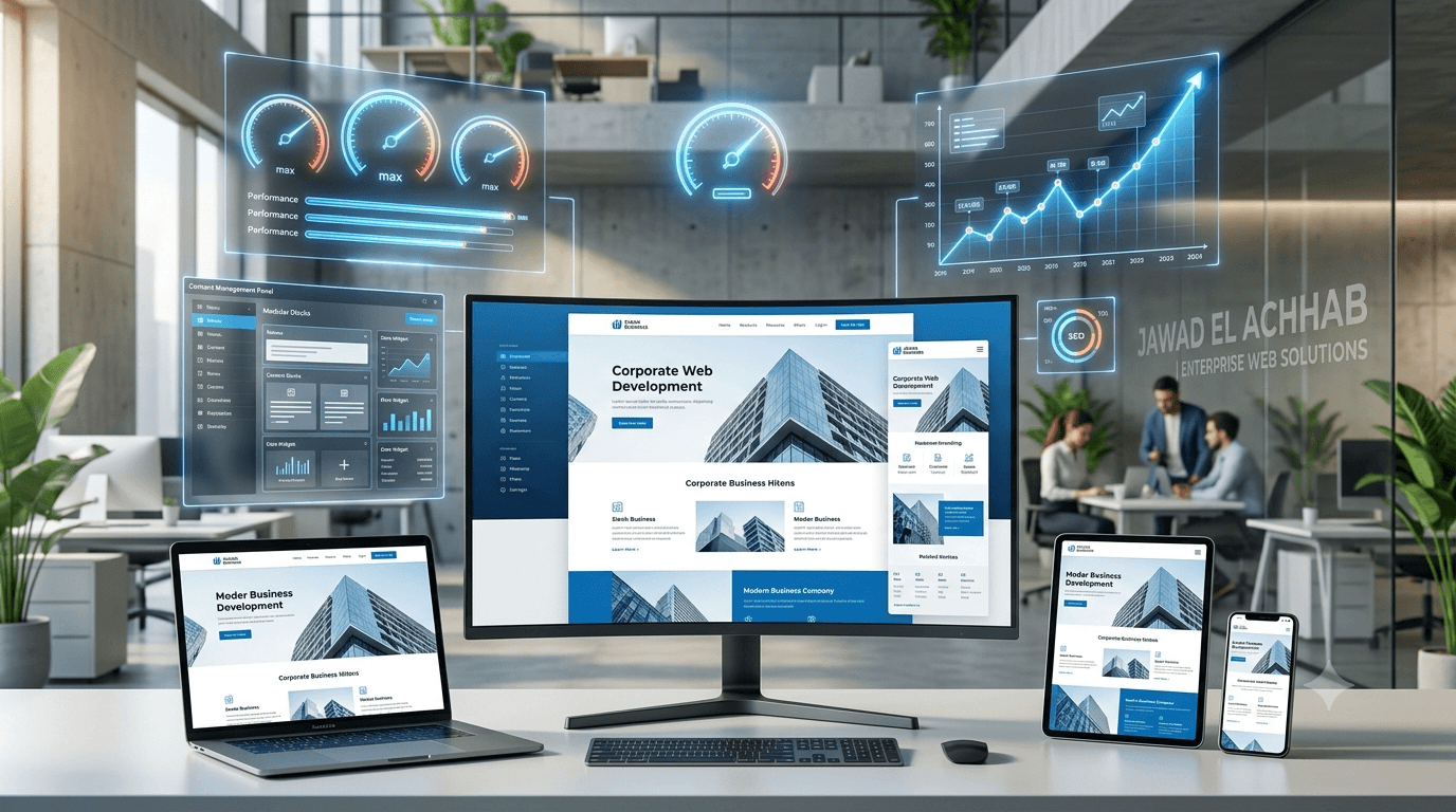 High-Performance CMS & Websites Architectural Overview Illustration